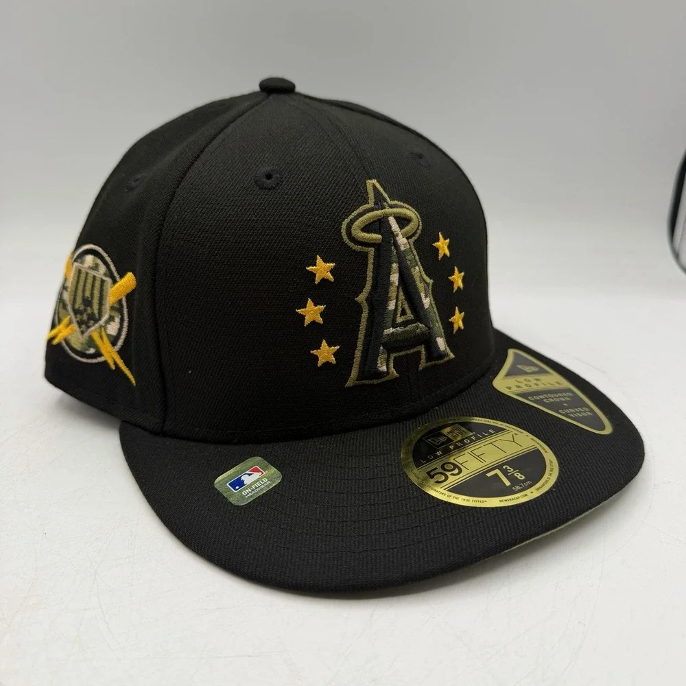 New Era 59Fifty Los Angeles Angles Hat Cap 7 3/8 Low Profile Armed Forces Day